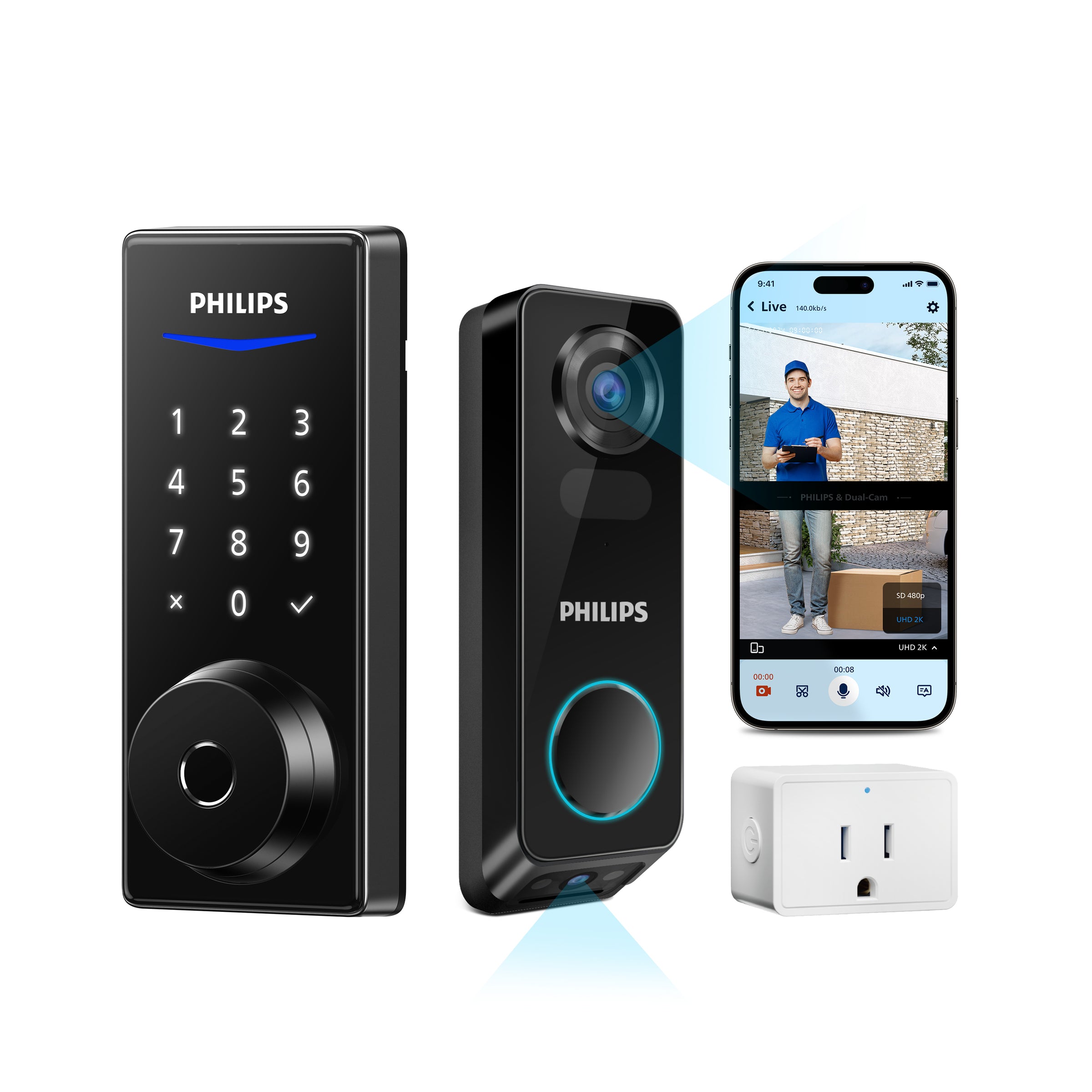 Philips Wi-Fi Fingerprint Smart Deadbolt + Video Doorbell Bundle