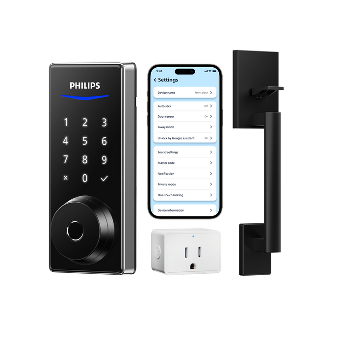 Philips 4000 Series Wi-Fi Fingerprint Touchscreen Smart Deadbolt with Handleset