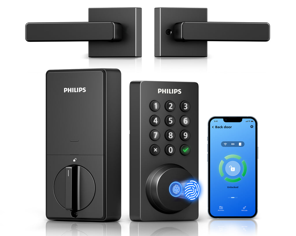 Built-in Wi-Fi Fingerprint Keypad Smart Deadbolt with Lever